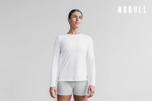 NOBULL Lightweight Womens Long Sleeve T-shirt White UK-IRC96